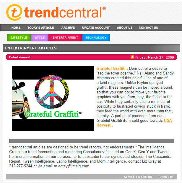 Grateful Graffiti featured on trendcentral